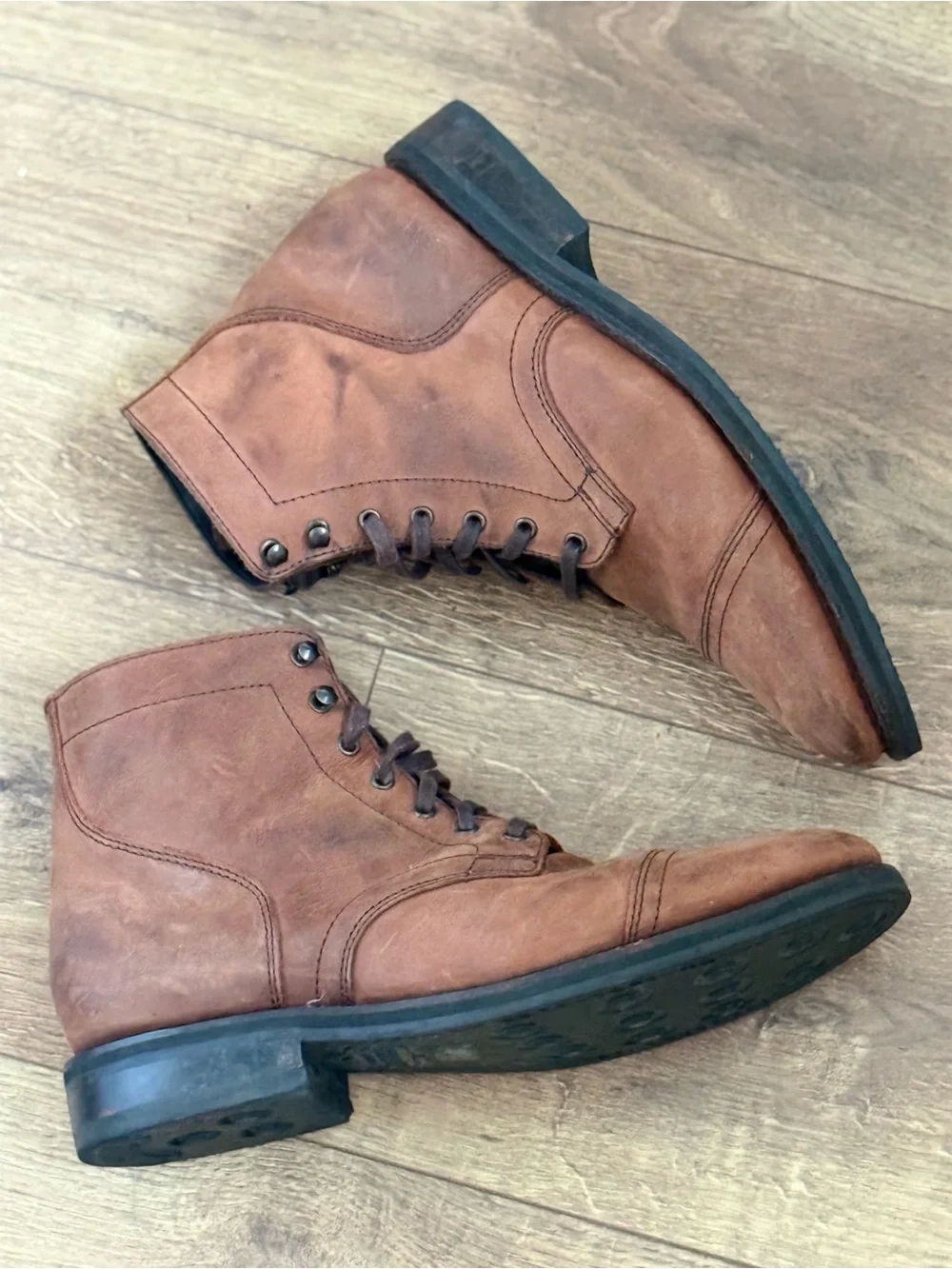Thursday Captain Boots Men 10.5 Terracotta Brown Leather Cap Toe Lace Up
